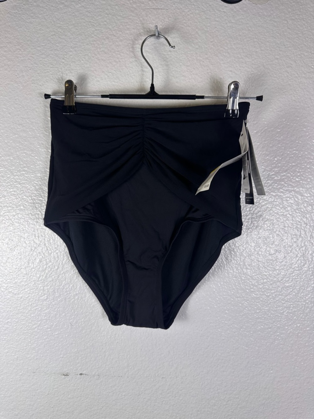 Coco Reef Women's High-Waisted Ruched Swim Bottom Black Lined Size M